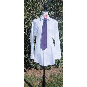 Brooks Brothers White Button Up 17-33 XL Mens Supima Cotton Shirt & Tie Business